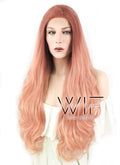 24" Wavy Two Tone Pinkish Orange Lace Front Synthetic Wig LF1584