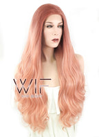 24" Wavy Two Tone Pinkish Orange Lace Front Synthetic Wig LF1584