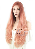 24" Wavy Two Tone Pinkish Orange Lace Front Synthetic Wig LF1584
