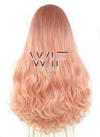 24" Wavy Two Tone Pinkish Orange Lace Front Synthetic Wig LF1584