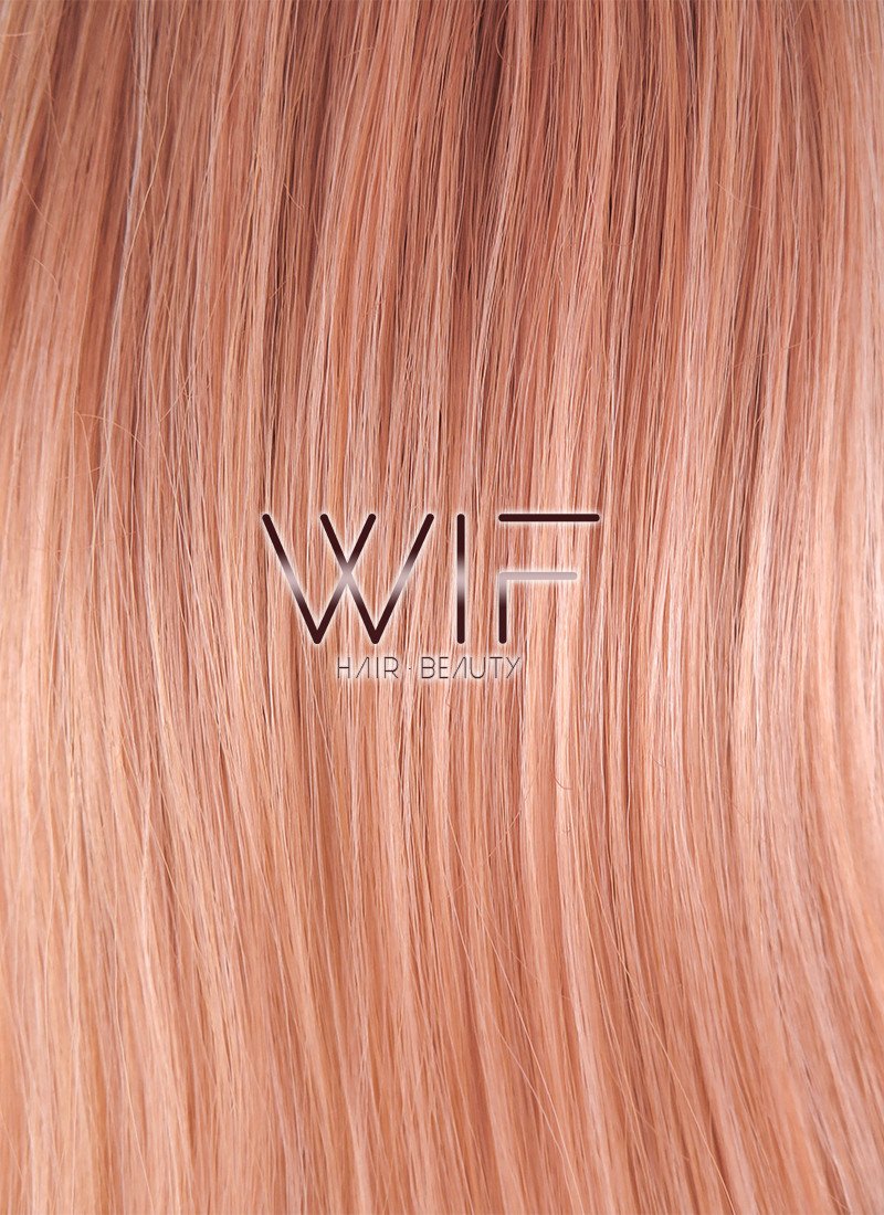 24" Wavy Two Tone Pinkish Orange Lace Front Synthetic Wig LF1584