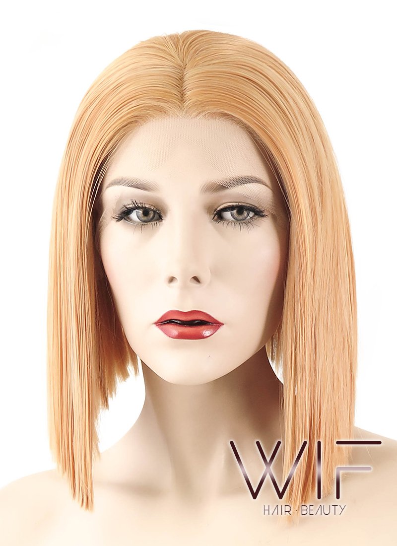 12" Straight Mixed Light Orange Lace Front Synthetic Wig LF1585