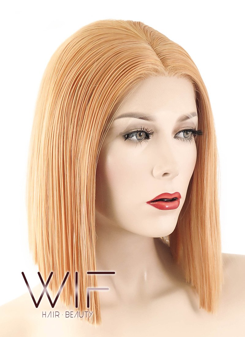 12" Short Straight Mixed Light Orange Lace Front Synthetic Hair Wig LF1585