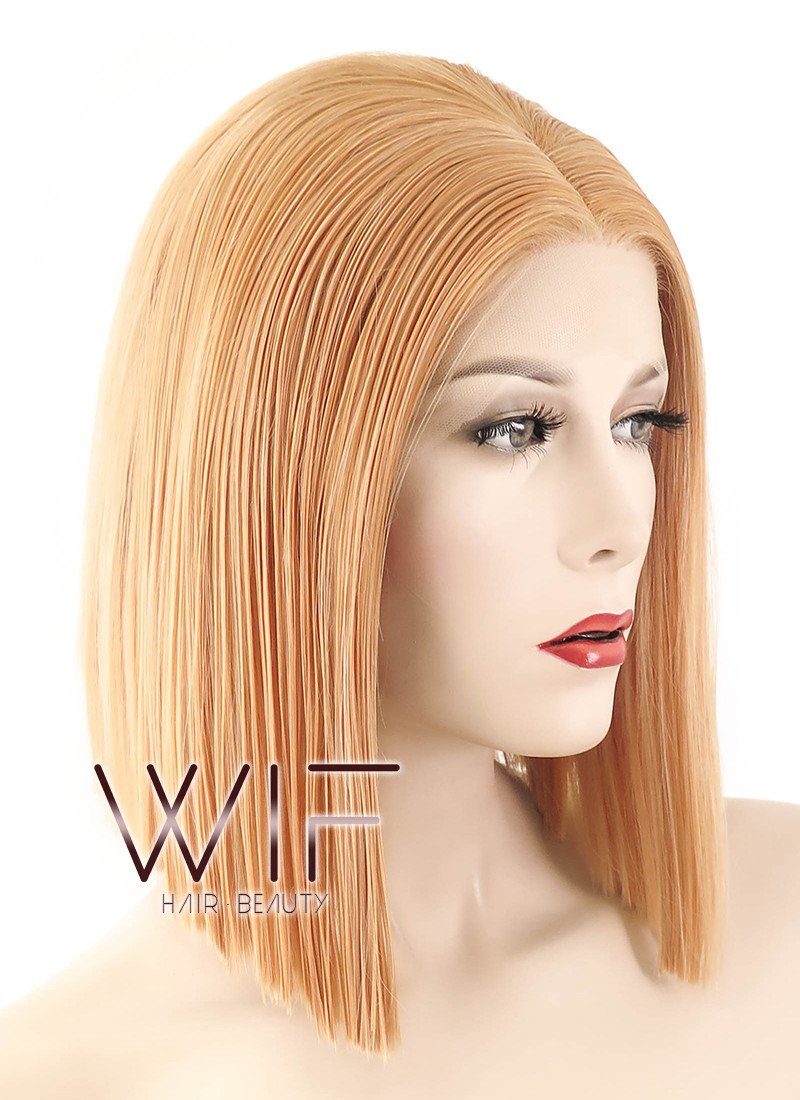 12" Short Straight Mixed Light Orange Lace Front Synthetic Hair Wig LF1585