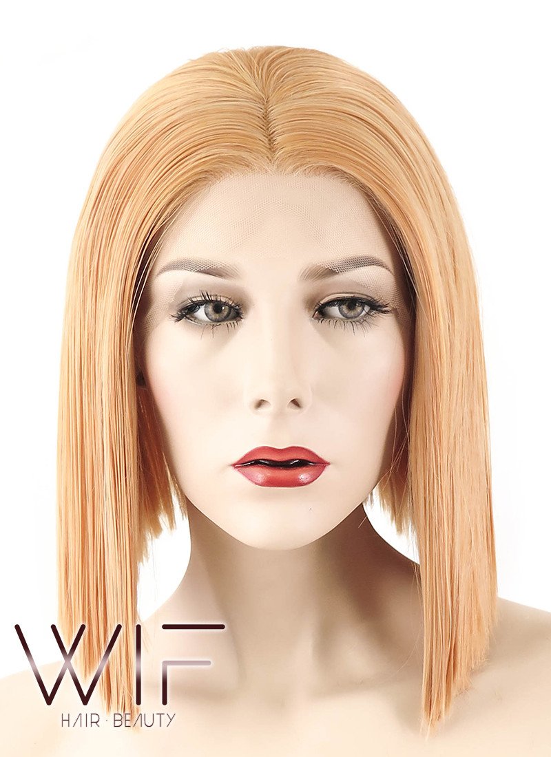 12" Short Straight Mixed Light Orange Lace Front Synthetic Hair Wig LF1585