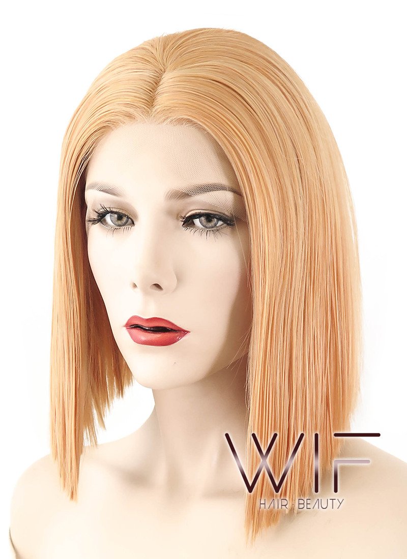 12" Short Straight Mixed Light Orange Lace Front Synthetic Hair Wig LF1585