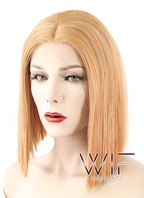 12" Short Straight Mixed Light Orange Lace Front Synthetic Hair Wig LF1585
