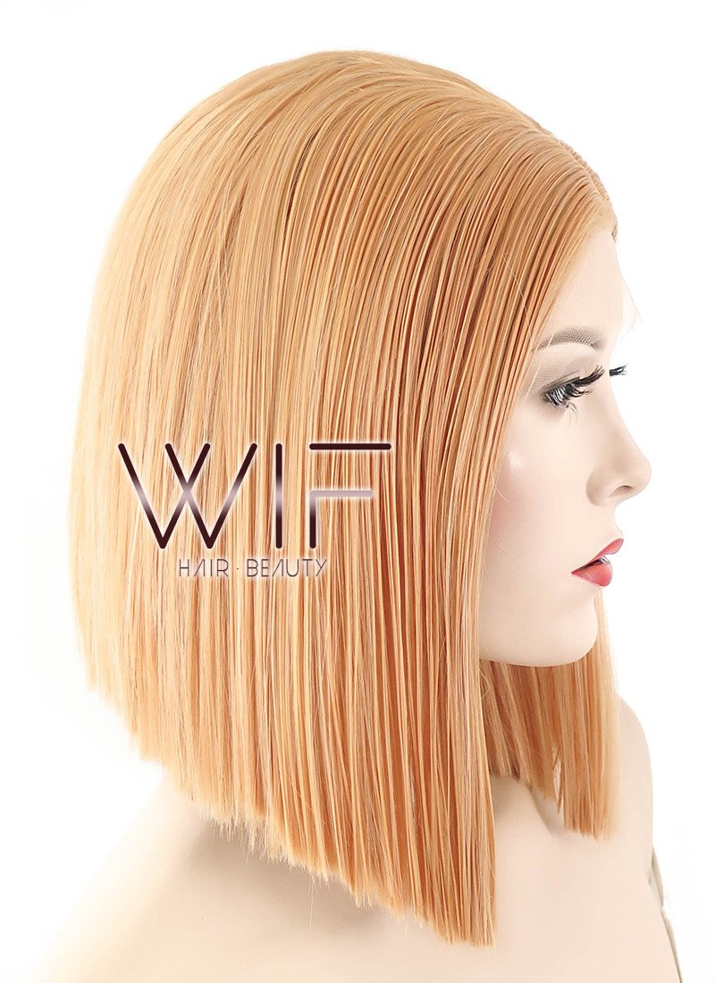 12" Short Straight Mixed Light Orange Lace Front Synthetic Hair Wig LF1585