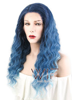 16" Curly Two Tone Blue Lace Front Synthetic Wig LF1586