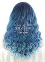 16" Curly Two Tone Blue Lace Front Synthetic Wig LF1586
