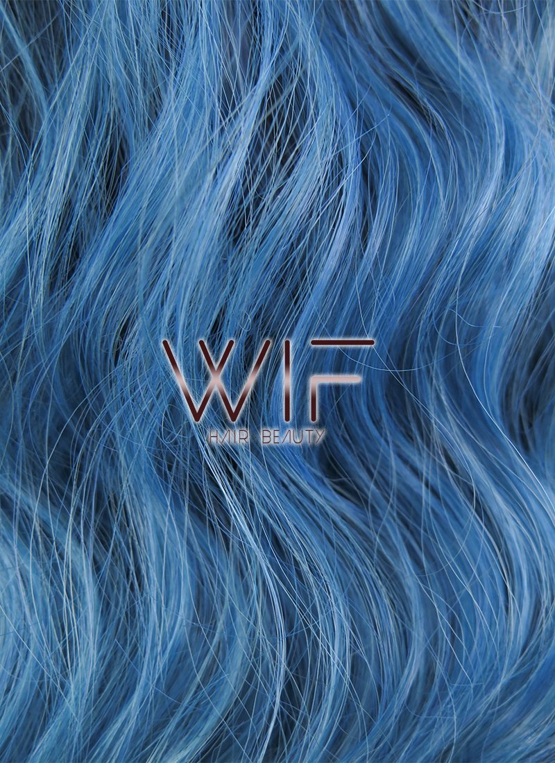 16" Curly Two Tone Blue Lace Front Synthetic Wig LF1586