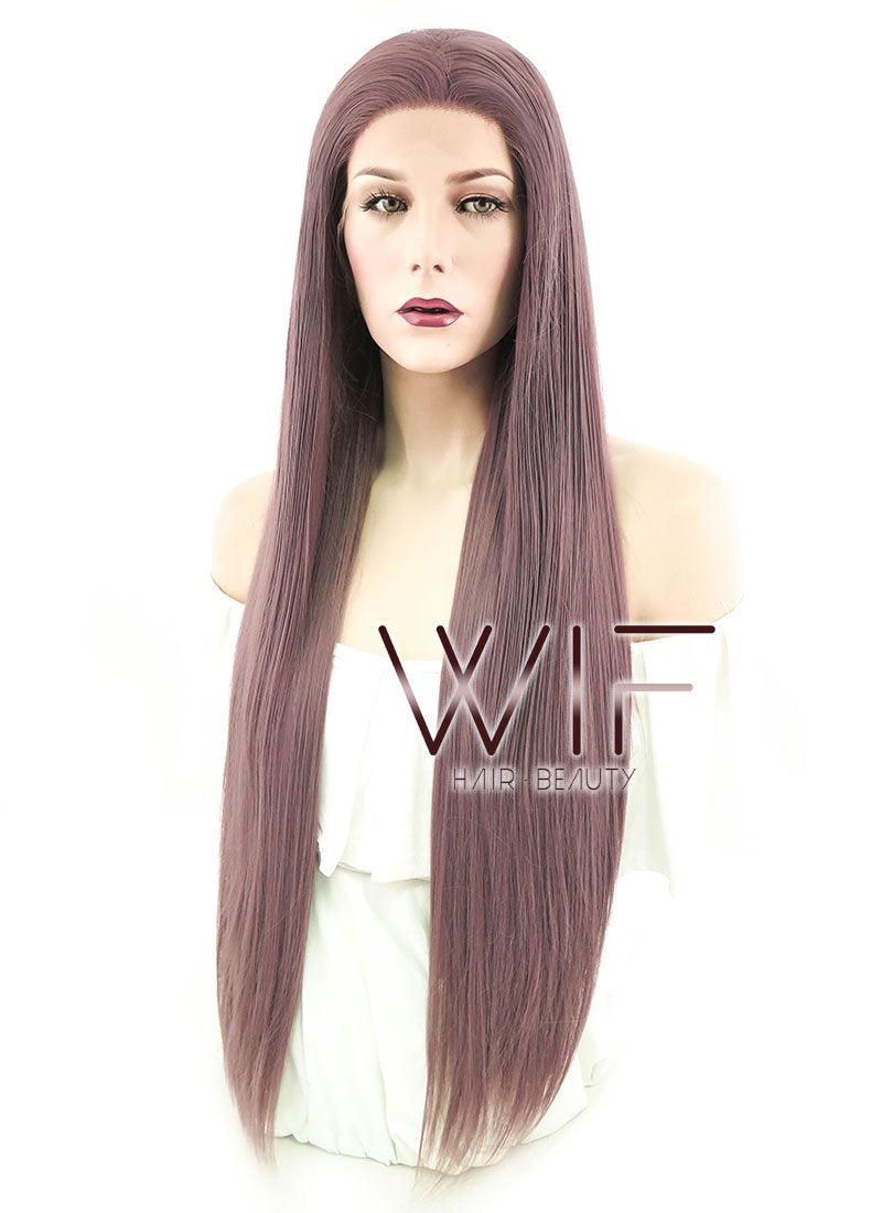 28" Straight Ash Purple Lace Front Synthetic Wig LF1587