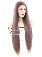 28" Long Straight Ash Purple Lace Front Synthetic Hair Wig LF1587