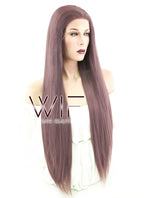 28" Long Straight Ash Purple Lace Front Synthetic Hair Wig LF1587