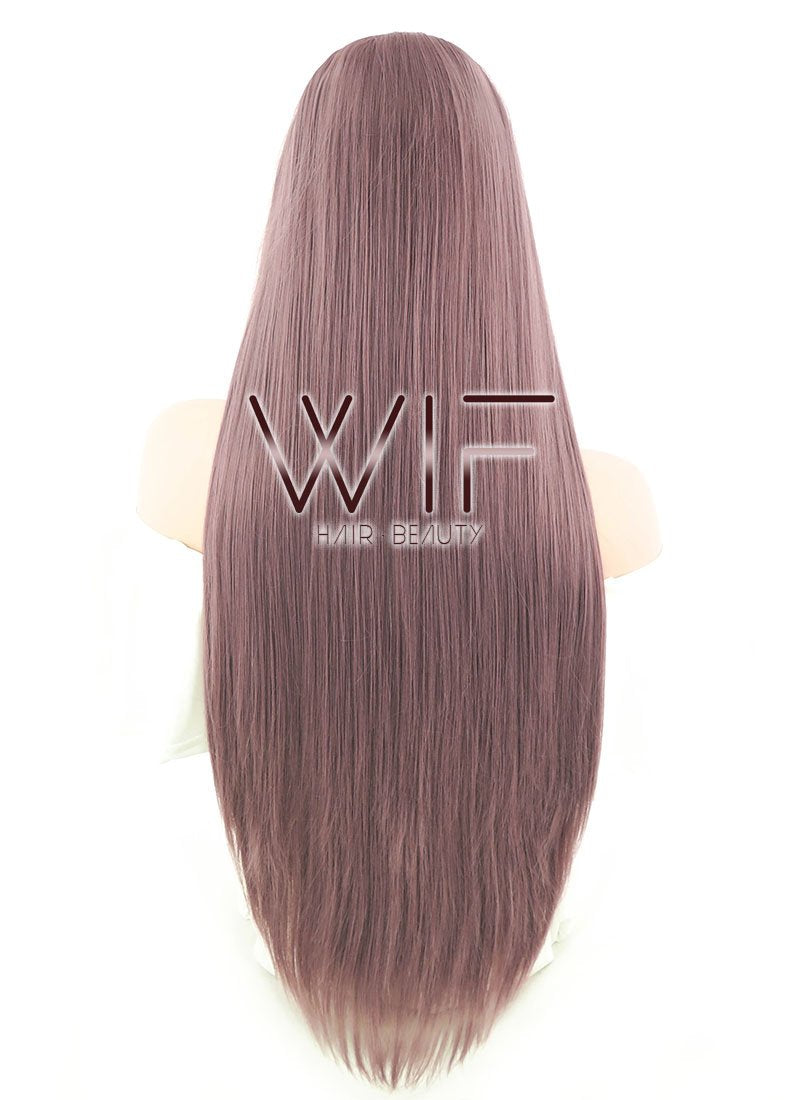 28" Long Straight Ash Purple Lace Front Synthetic Hair Wig LF1587