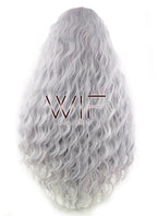 28" Long Curly Purplish Grey Lace Front Synthetic Hair Wig LF1589