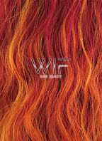 28" Long Curly Two Tone Red Mixed Orange Lace Front Synthetic Hair Wig LF1590