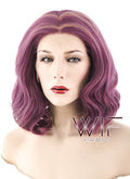 14" Wavy Purple Mixed Pink Lace Front Synthetic Wig LF1593