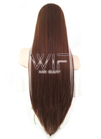 Marvel Comics X-Men's Rogue 28" Long Straight Brown With White Tips Lace Front Synthetic Hair Wig LF1601
