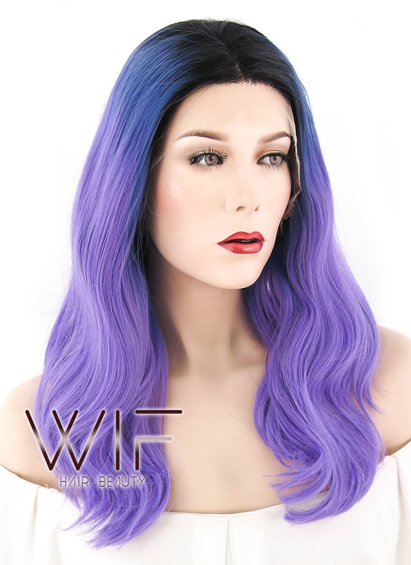 16" Medium Straight Black Lace Front Synthetic Hair Wig LF1603