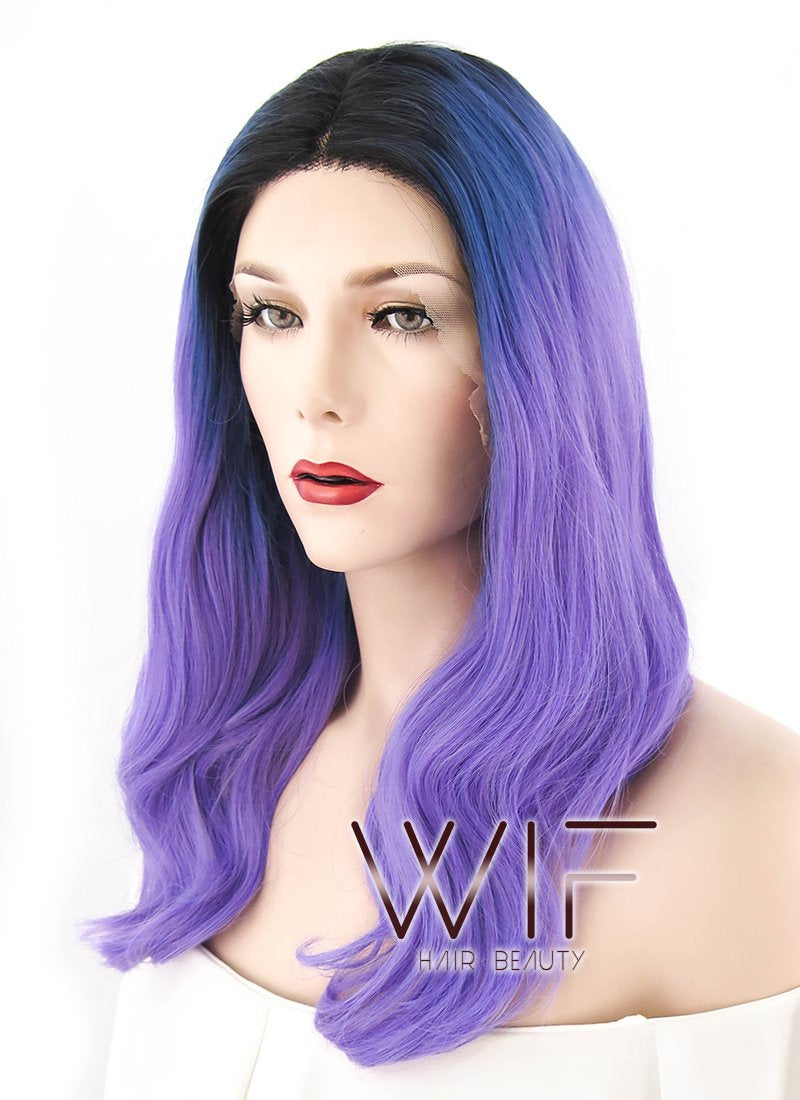 16" Medium Straight Black Lace Front Synthetic Hair Wig LF1603