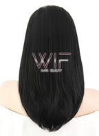 12" Short Straight Black Mixed White Lace Front Synthetic Hair Wig LF1605