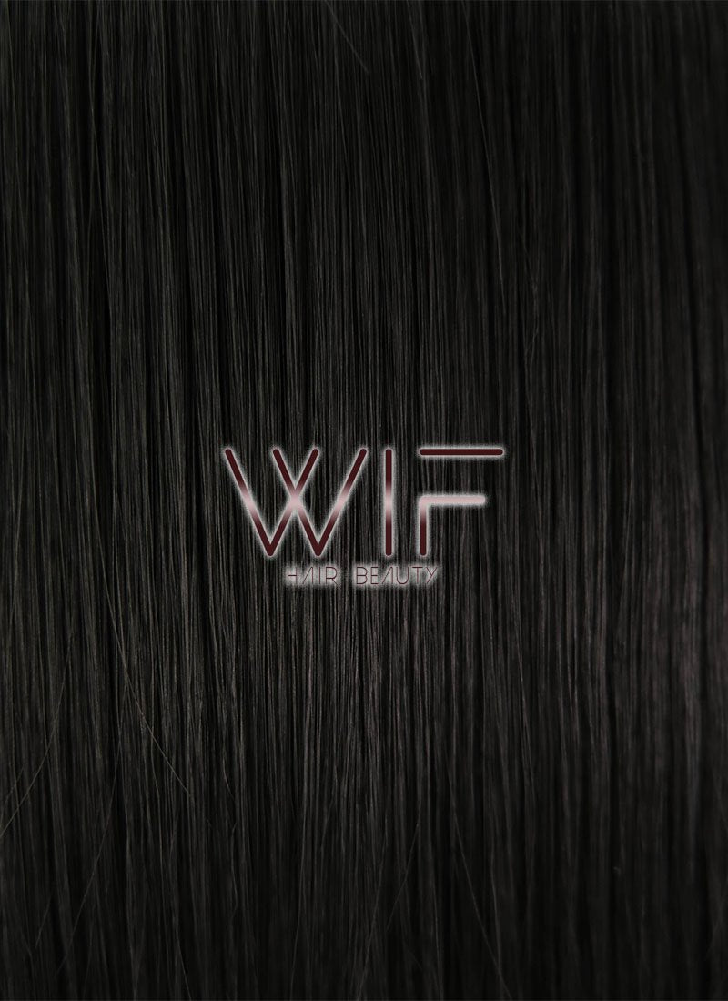 12" Short Straight Black Mixed White Lace Front Synthetic Hair Wig LF1605