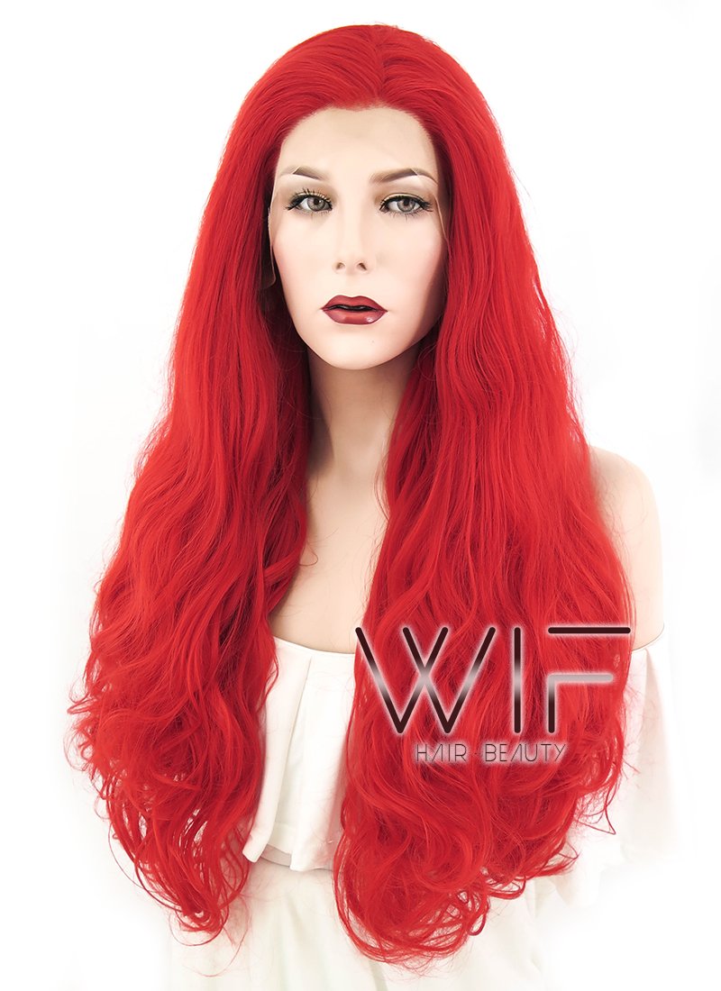 28" Wavy Red Lace Front Synthetic Wig LF1606