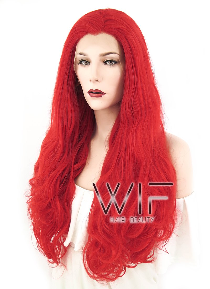 28" Wavy Red Lace Front Synthetic Wig LF1606