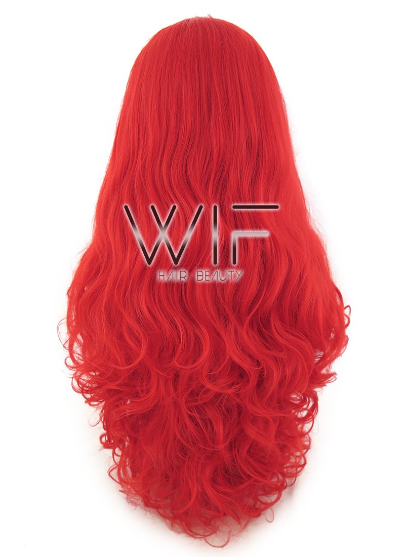 28" Wavy Red Lace Front Synthetic Wig LF1606