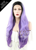 24" Wavy Two Tone Purple With Dark Roots Lace Front Synthetic Wig LF1609