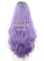 24" Wavy Two Tone Purple With Dark Roots Lace Front Synthetic Wig LF1609