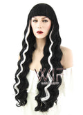 30" Wavy Black Mixed White Lace Front Synthetic Wig LF1612