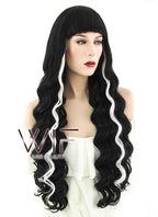 30" Wavy Black Mixed White Lace Front Synthetic Wig LF1612