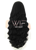 30" Wavy Black Mixed White Lace Front Synthetic Wig LF1612