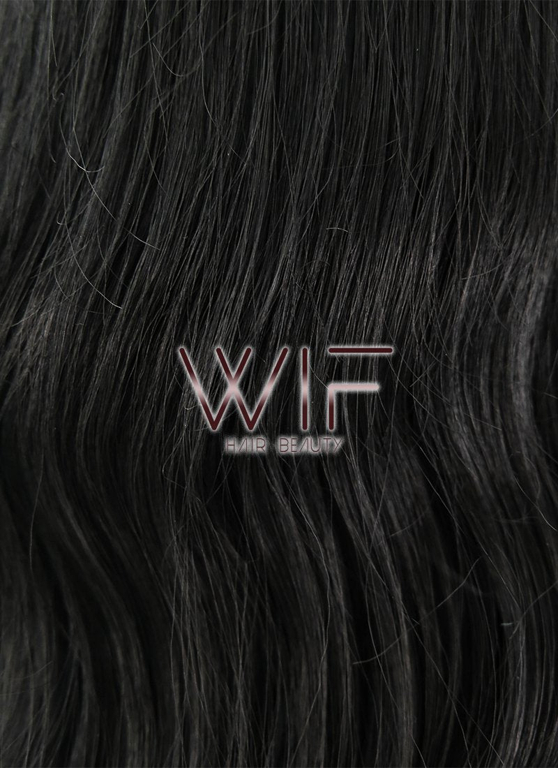 30" Wavy Black Mixed White Lace Front Synthetic Wig LF1612