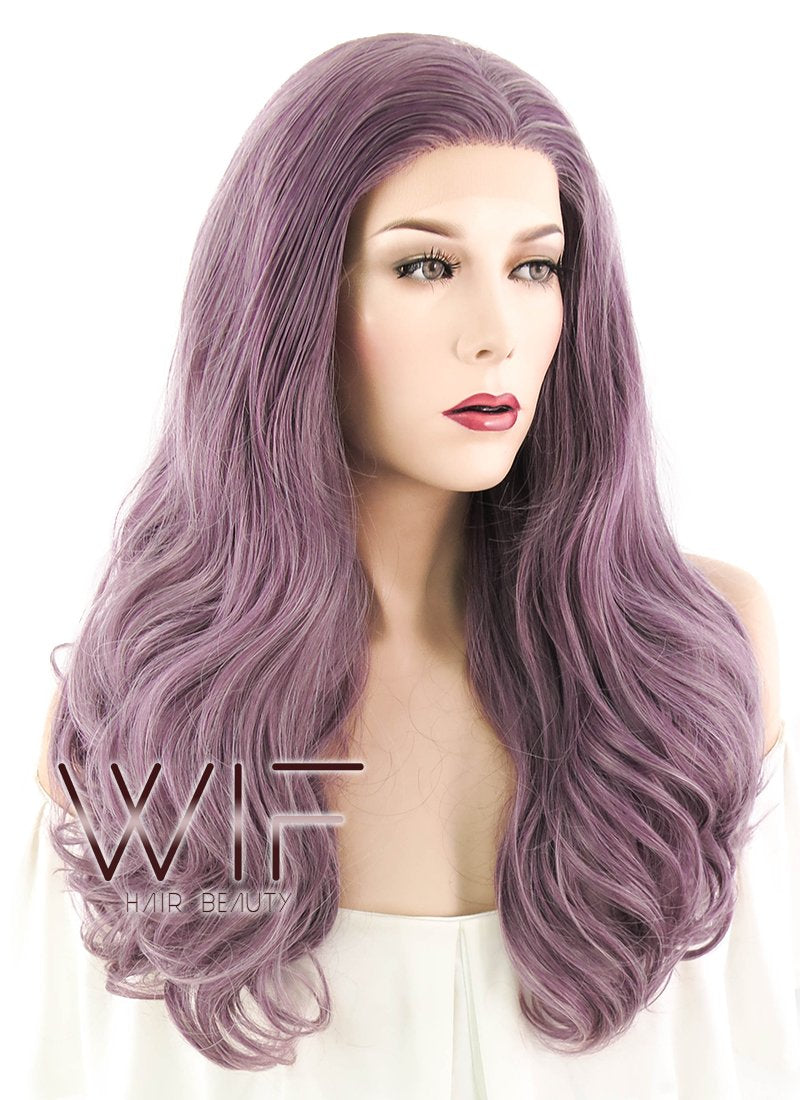 20" Wavy Mixed Ash Purple Lace Front Synthetic Wig LF1614