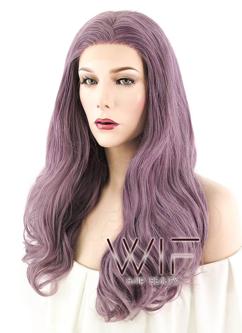 20" Wavy Mixed Ash Purple Lace Front Synthetic Wig LF1614
