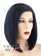 12" Straight Dark Blue Lace Front Synthetic Wig LF1615