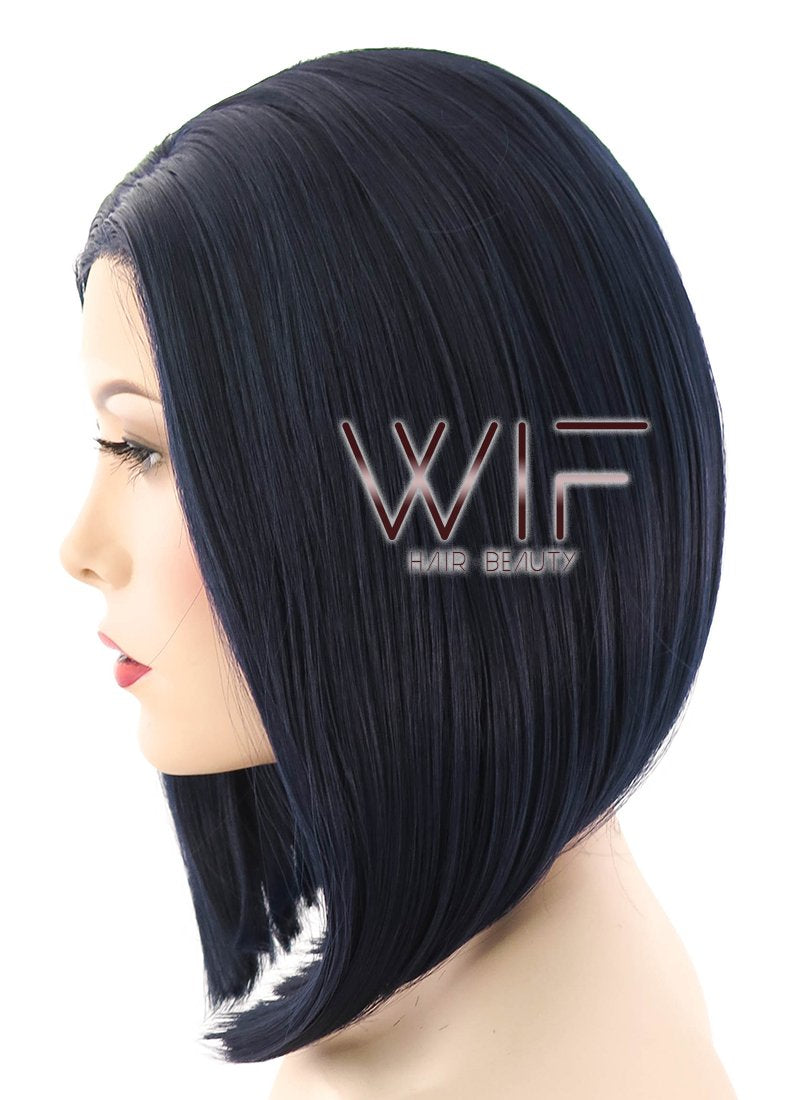 12" Straight Dark Blue Lace Front Synthetic Wig LF1615