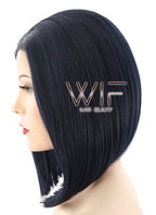 12" Straight Dark Blue Lace Front Synthetic Wig LF1615