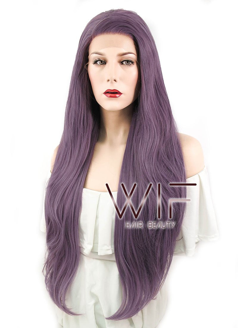 24" Wavy Ash Purple Lace Front Synthetic Wig LF1619