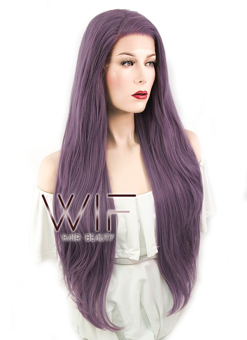 24" Wavy Ash Purple Lace Front Synthetic Wig LF1619