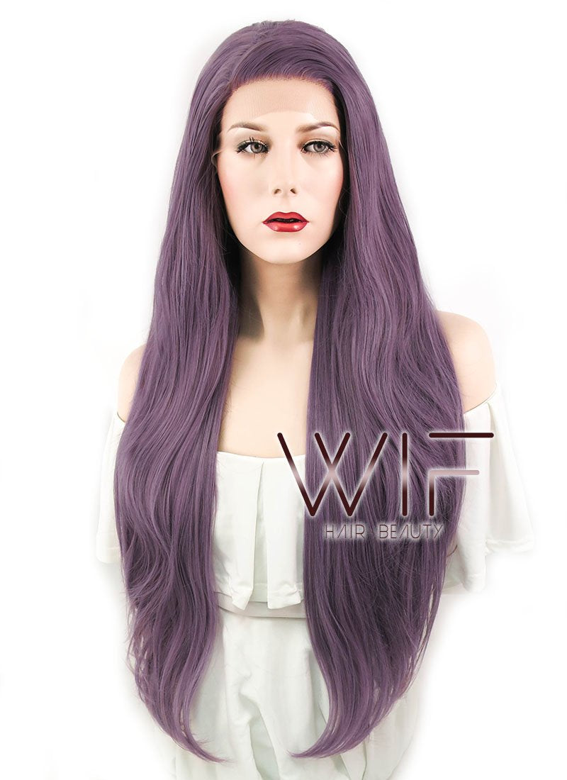 24" Wavy Ash Purple Lace Front Synthetic Wig LF1619