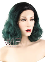 14" Wavy Green With Dark Roots Lace Front Synthetic Wig LF1620