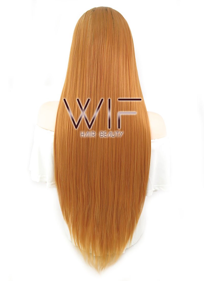 26" Straight Orange With Dark Roots Lace Front Synthetic Wig LF1622