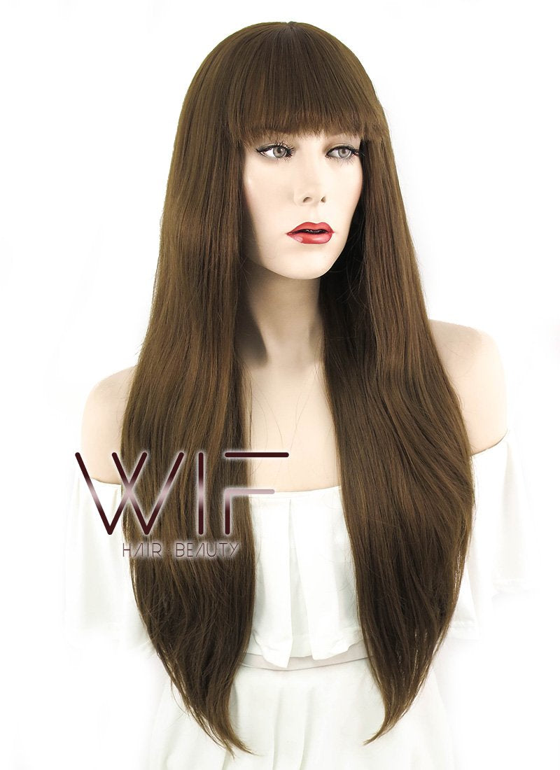 20" Straight Brown Lace Front Synthetic Wig LF1627