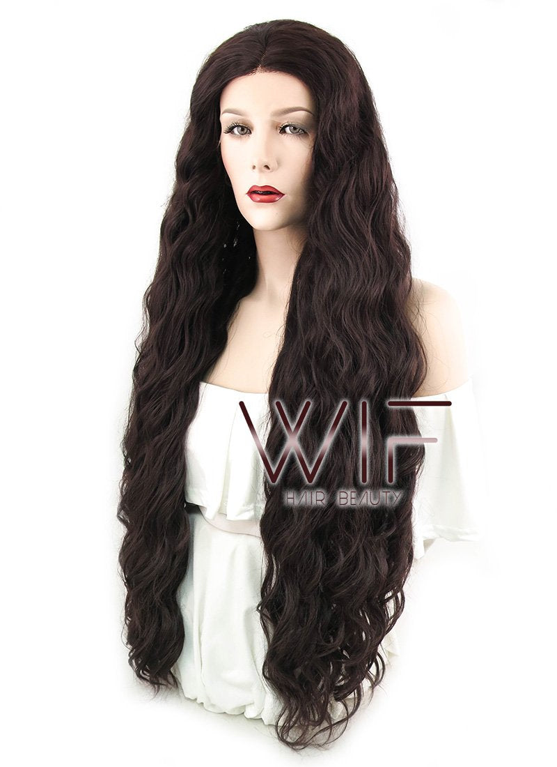 30" Spiral Curly Dark Brown Lace Front Synthetic Wig LF1628