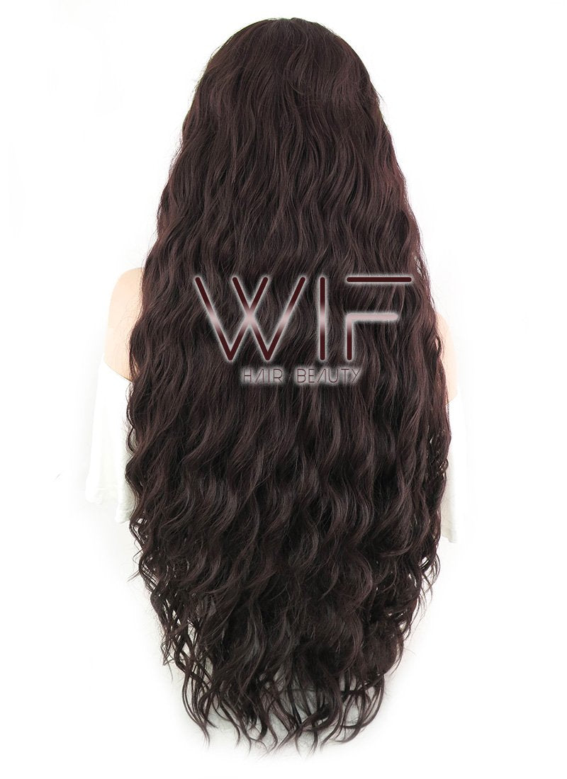 30" Spiral Curly Dark Brown Lace Front Synthetic Wig LF1628