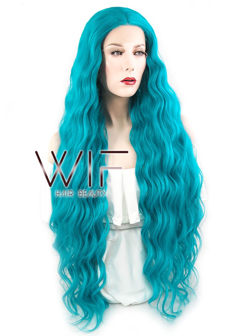 30" Spiral Curly Blue Lace Front Synthetic Wig LF1632